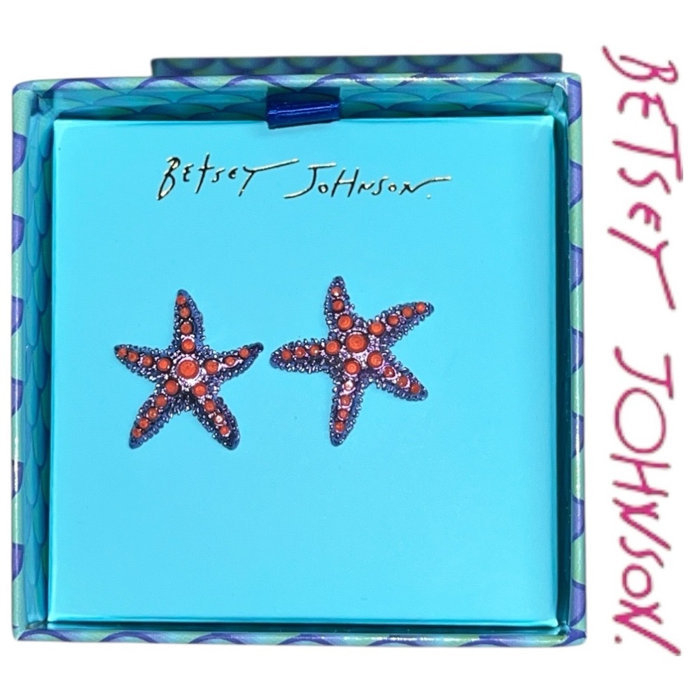 Betsey Johnson Mermaid Jewels Crystal Starfish Stud Earrings